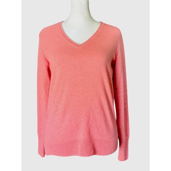 Pure Collection Womens 100% Cashmere V-Neck Sweater Coral Orange, Size 2 (US) - Picture 1 of 7